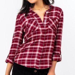 NWT Plaid Buttondown Top- Francesca’s